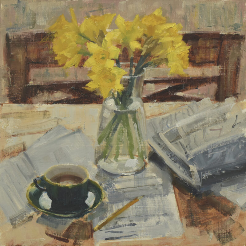 Narcissen op tafel